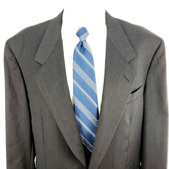 Canali Proposta 44L‎ 2 Button Herringbone Wool Gray - Picture 1 of 11